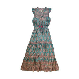 Bell by Alicia Bell Lola Floral Print Maxi Dress - Teal Blue Pink - Size L
